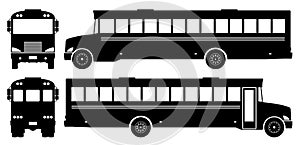 School bus black icons vector illustration