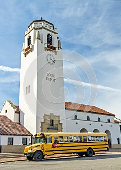 School bus and Boise train depot