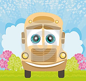 School Bus cartoon character card photo