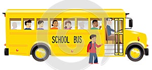 School bus and children