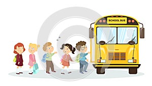 School bus and children.