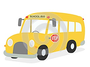 School Bus children vector illustration. Student transport cartoon isolated