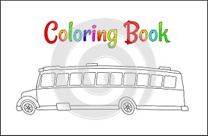 School bus coloring page, back to school concept, kids school vector illustration, school bus isolated on white