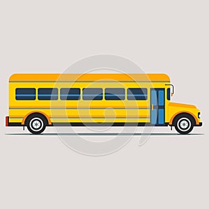 Flat Style Yellow School Bus Vector Illustration