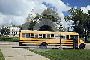 School Bus in front of State Capitol