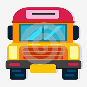 School bus front view vector illustration in flat style