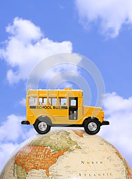 School Bus on Globe