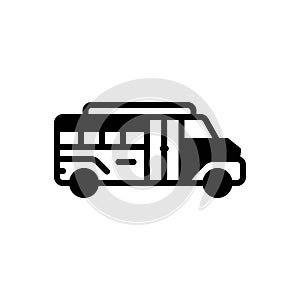 Black solid icon for School Bus, school and vehicle