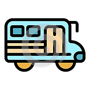 School bus icon color outline vector