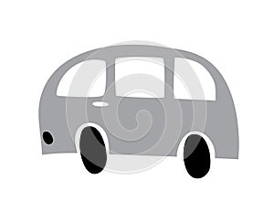 School bus icon in doodle style. Autobus vector cartoon illustration on white isolated background. Coach transport