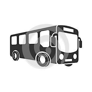 School bus icon in flat style. Autobus vector illustration on white isolated background. Coach transport business concept