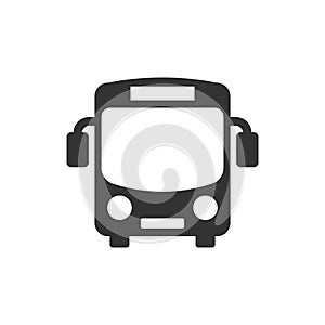 School bus icon in flat style. Autobus vector illustration on white isolated background. Coach transport business concept photo