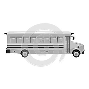 School bus icon, gray monochrome style