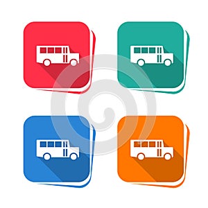 School bus icon on square button