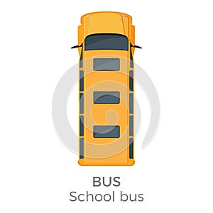 School Bus Icon Top View Flat Vector Illustration