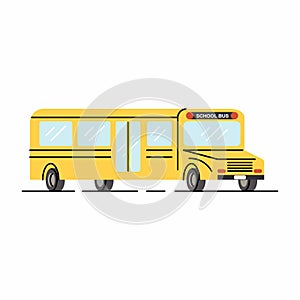 School Bus icon. Vector illustration of school kids riding yellow schoolbus
