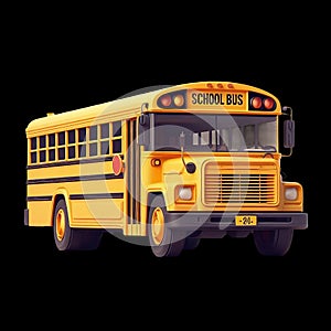 School Bus isolated on Black background transportation education illustration Design