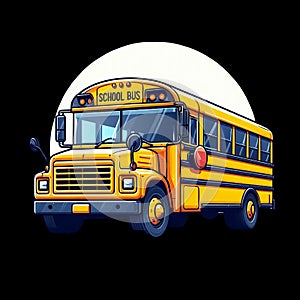 School Bus isolated on Black background transportation education illustration Design