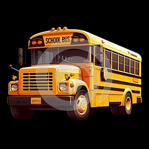 School Bus isolated on Black background transportation education illustration Design