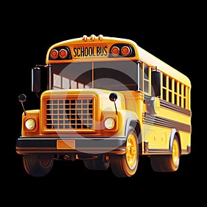 School Bus isolated on Black background transportation education illustration Design