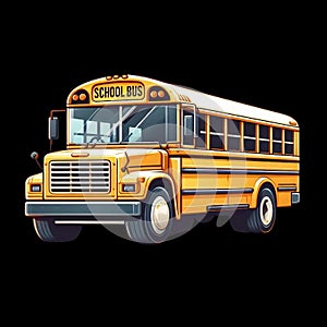 School Bus isolated on Black background transportation education illustration Design