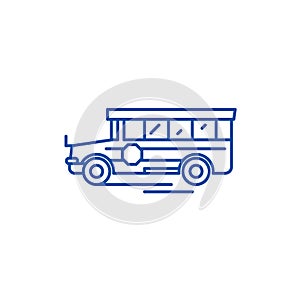 School bus line icon concept. School bus flat  vector symbol, sign, outline illustration.