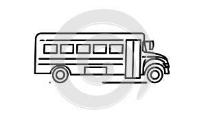 School Bus line icon on the Alpha Channel