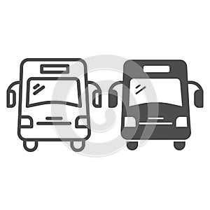School bus line and solid icon, school concept, autobus for students sign on white background, bus for pupil icon in