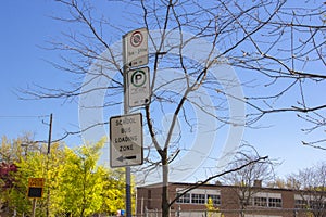 School bus loading zone sign