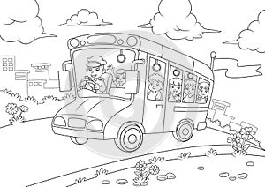 School bus outline for coloring book