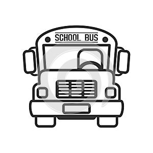 School Bus Outline Flat Icon on White