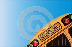 School bus over blue sky