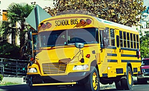School bus parked by the school
