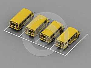 School bus parking Orthographic view