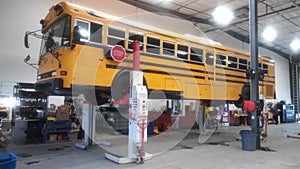 School Bus in the Repair Shop