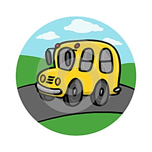 School bus on road illustration