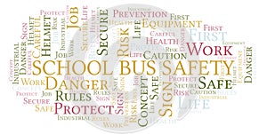 School Bus Safety word cloud.