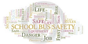 School Bus Safety word cloud.