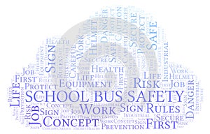 School Bus Safety word cloud.