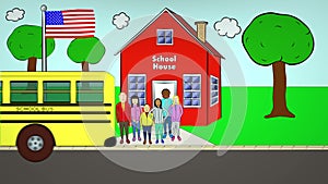 School Bus-SchoolHouse-DropOff