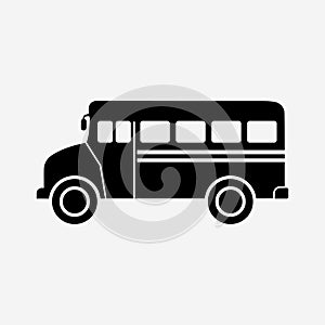 School Bus Simple Black Silhouette Vector, transportation Vehicle for School going Students