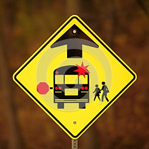 School Bus Stop Ahead Sign