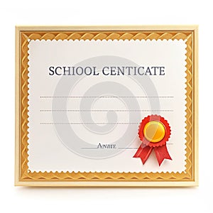 School Certificate isolated on white background