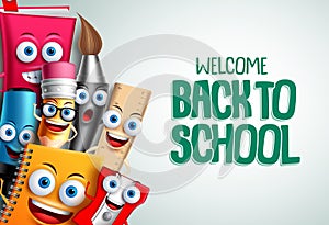 School characters vector education background