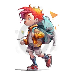 School child with backpack - generative AI, AI generated