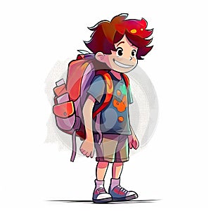 School child with backpack - generative AI, AI generated