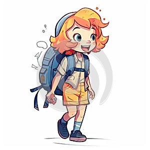 School child with backpack - generative AI, AI generated