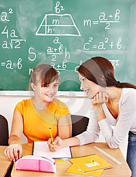 School child with teacher.