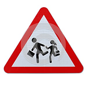 School Children Crossing Sign (With Clipping Path)