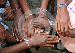 School children and new friendship bracelets.